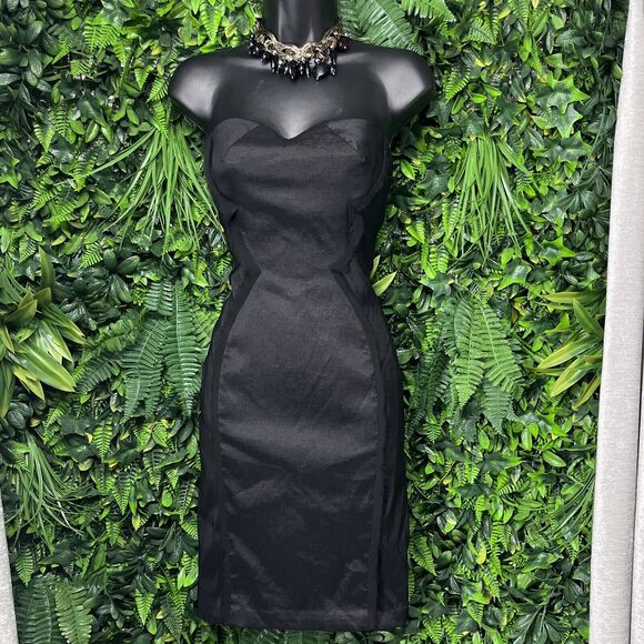 ZAC POSEN Z SPOKE Dress Women 0 Black Strapless Mini Cocktail Party Bodycon 2056 - Picture 2 of 9